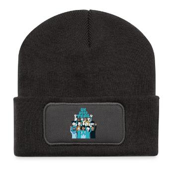 We Wear Teal – Bewusstsein für sexuelle Belästigung - Recycelte Patch Beanie - Dunkelgrau - Vorne