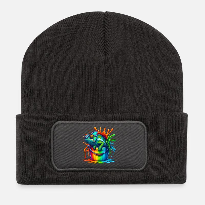 Caméléon - Beanie recyclé à patch - charbon