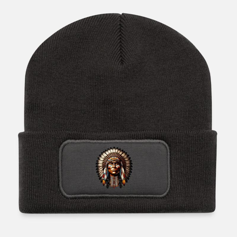 American Indian American - Recycled Patch Beanie - dark grey