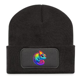 Caméléon - Beanie recyclé à patch - charbon - Devant
