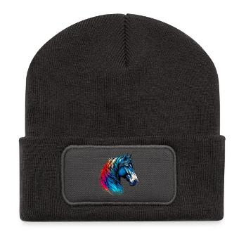 Cheval - Beanie recyclé à patch - charbon - Devant