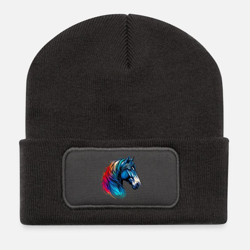 Pferd - Recycelte Patch Beanie - Dunkelgrau