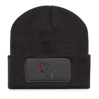 LIEBE. PAAR. GERADE VERHEIRATET. Junggesellinnenabschied. VALENTINSTAG. - Recycelte Patch Beanie - Dunkelgrau - Vorne