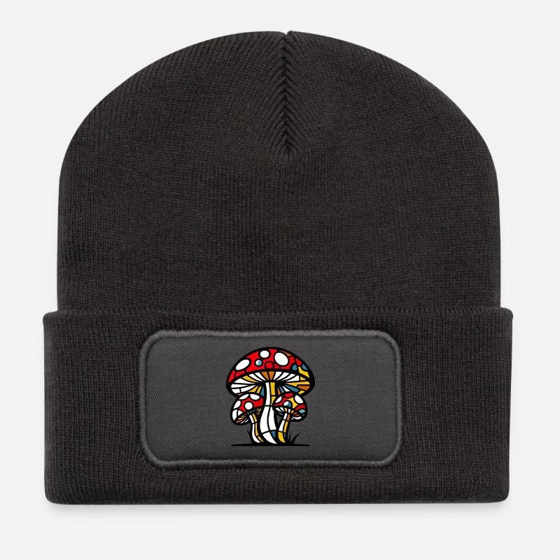 Champignons Fungo Funghi - Beanie recyclé à patch - charbon