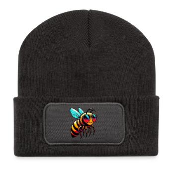 Abeille - Beanie recyclé à patch - charbon - Devant