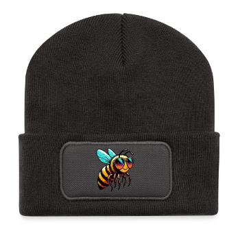 Abeille - Beanie recyclé à patch - charbon - Devant