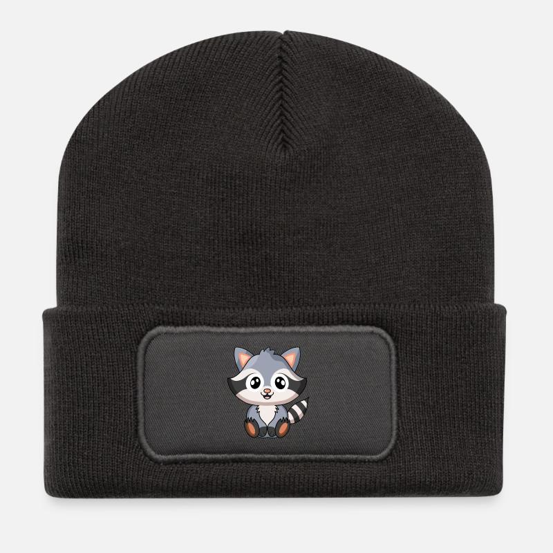 Raton laveur - Beanie recyclé à patch - charbon