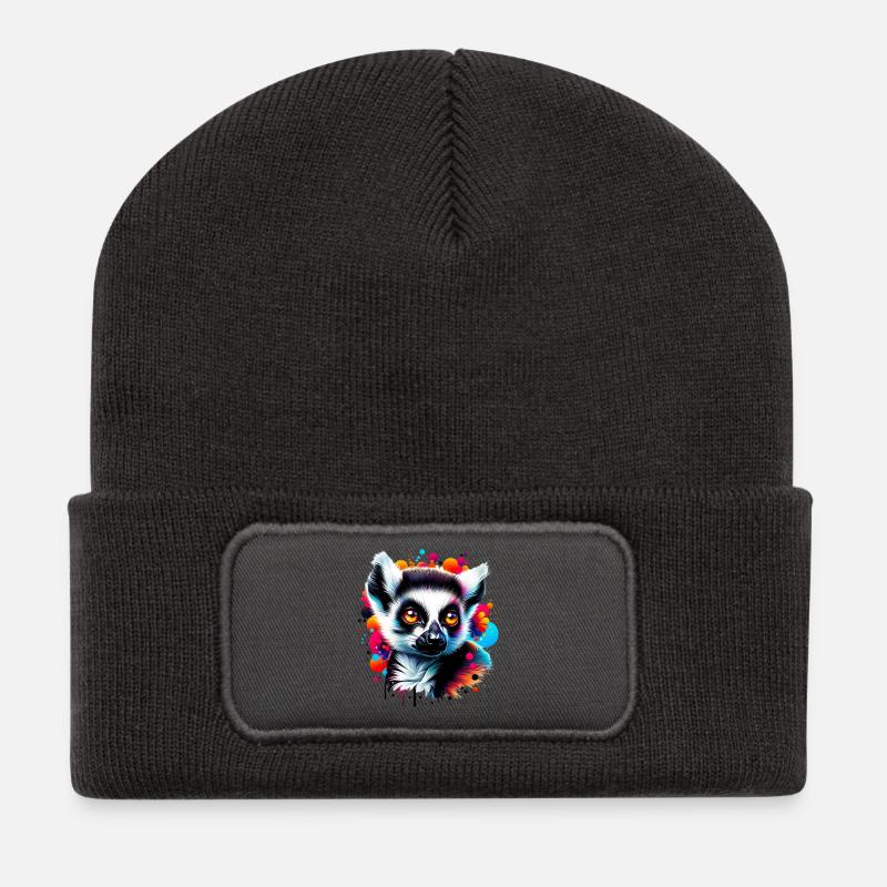 Lemur - Recycelte Patch Beanie - Dunkelgrau