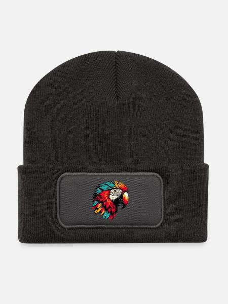 Papagei - Recycelte Patch Beanie - Dunkelgrau