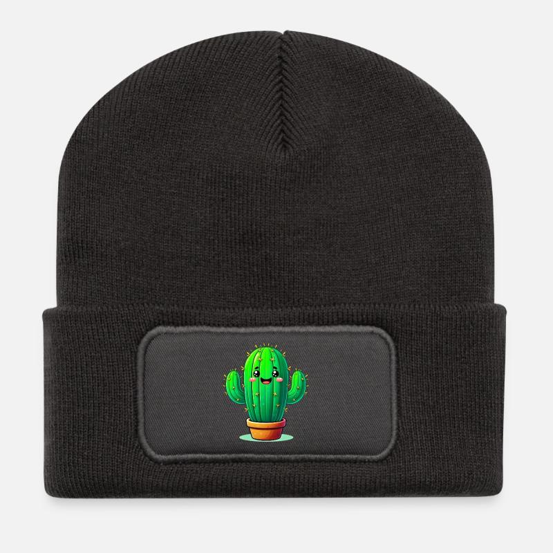 Kaktus - Recycelte Patch Beanie - Dunkelgrau