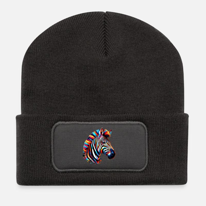Zebra - Recycelte Patch Beanie - Dunkelgrau