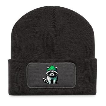 Raton laveur - Beanie recyclé à patch - charbon - Devant