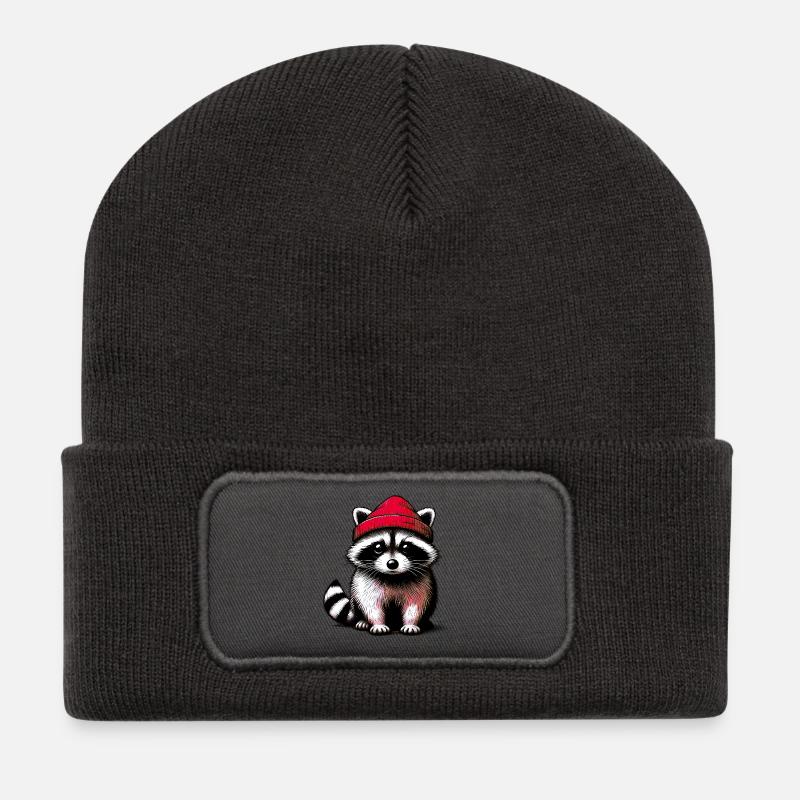 Waschbär - Recycelte Patch Beanie - Dunkelgrau