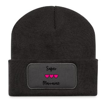 PATIN. TANTE. TATA. MAMA. MUTTERTAG - Recycelte Patch Beanie - Dunkelgrau - Vorne