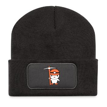 Ente Bergmann Spitzhacke Helm Lampe Minenarbeiter - Recycelte Patch Beanie - Dunkelgrau - Vorne