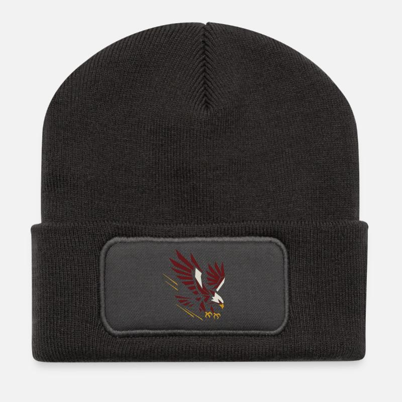 Geometrischer Adler im Angriff - Recycelte Patch Beanie - Dunkelgrau