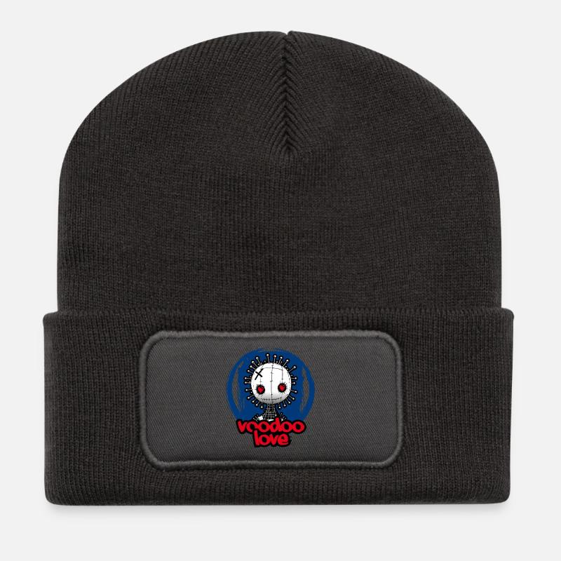 Voodoo-Liebe - Recycelte Patch Beanie - Dunkelgrau