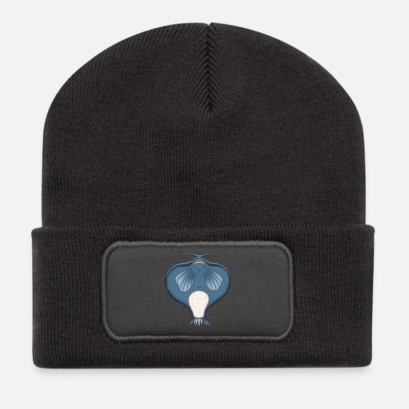 Majestic Manta Ray: Grace Underwater - Recycled Patch Beanie - dark grey