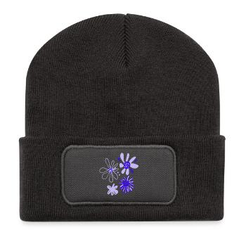 Flowerart Flowers 🌺 Graphic Purple Flower Power - Recycled Patch Beanie - dark grey - Front