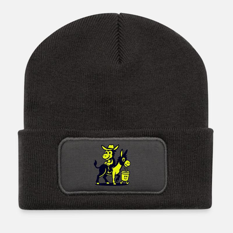 Esel auf Esel und Drink - Recycelte Patch Beanie - Dunkelgrau