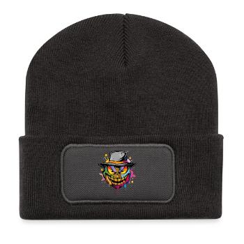 Halloween Face - Recycelte Patch Beanie - Dunkelgrau - Vorne