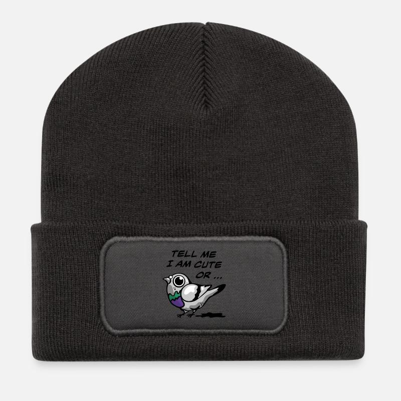 Mignon oiseau pigeon de dessin animé - Drôle d’animal urbain - Beanie recyclé à patch - charbon