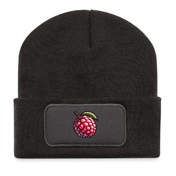 Litschi Exotische Frucht-Pop-Kunst - Recycelte Patch Beanie - Dunkelgrau - Vorne
