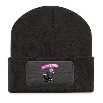 Not Impressed Cat Hoodie - Recycled Patch Beanie - dark grey - Front