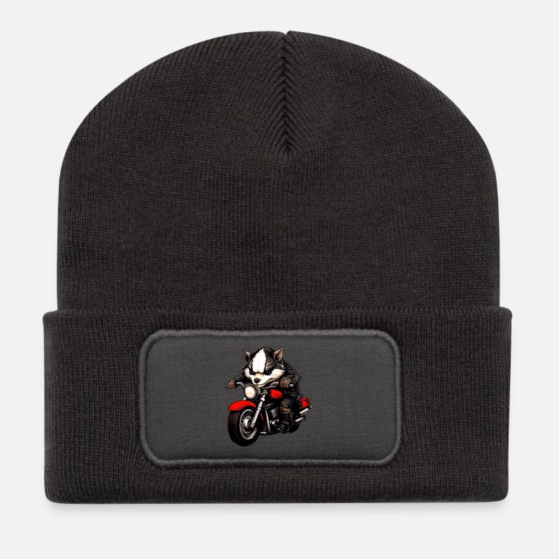 Motorcyclist Badger - Recycled Patch Beanie - dark grey