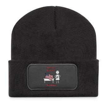 Amerika F. Sitzenbleiben Design - Recycelte Patch Beanie - Dunkelgrau - Vorne