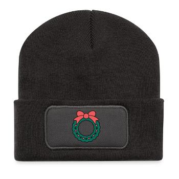 Wreath for Christmas - Recycled Patch Beanie - dark grey - Front