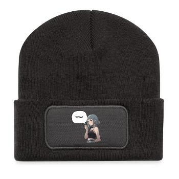WOW - Manga Girl - Recycelte Patch Beanie - Dunkelgrau - Vorne