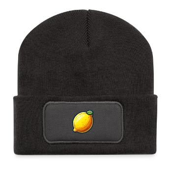 Lemon Joyful Cartoon Yellow - Recycled Patch Beanie - dark grey - Front