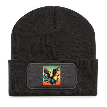 Drache - Recycelte Patch Beanie - Dunkelgrau - Vorne