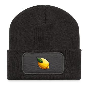 Lemon PopArt Jaune Cartoon - Beanie recyclé à patch - charbon - Devant