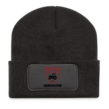 Super agriculteur, fête des pères, noël - Beanie recyclé à patch - charbon - Devant