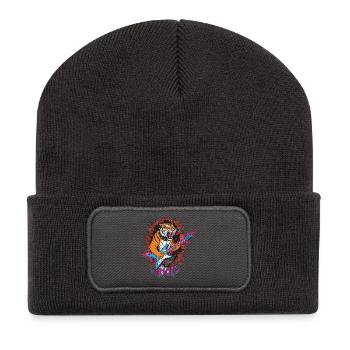 Tiger with guitar against rubble wall - Recycled Patch Beanie - dark grey - Front