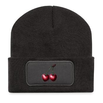Cerises rouges en forme de cœur - Beanie recyclé à patch - charbon - Devant
