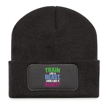 Train like a beast, look like a beauty - Recycled Patch Beanie - dark grey - Front
