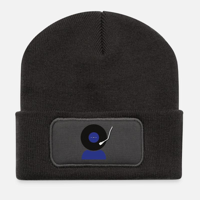 Tête de disque vinyle - Beanie recyclé à patch - charbon