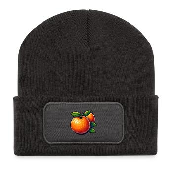 Bright cartoon oranges - Recycled Patch Beanie - dark grey - Front