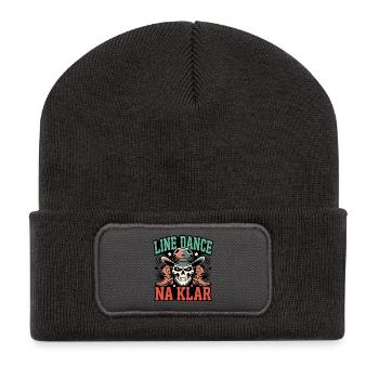 Line Dance Schädel Cowboy - Recycelte Patch Beanie - Dunkelgrau - Vorne