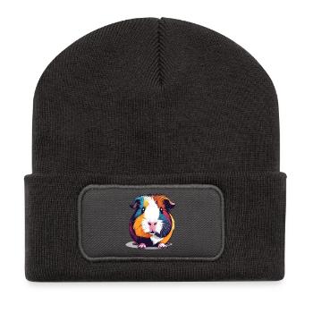 Illustration colorée de cochons d’Inde Pop Art - Beanie recyclé à patch - charbon - Devant