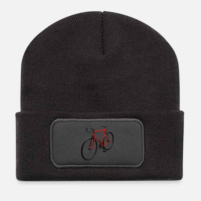 Retro Rennrad - Recycelte Patch Beanie - Dunkelgrau
