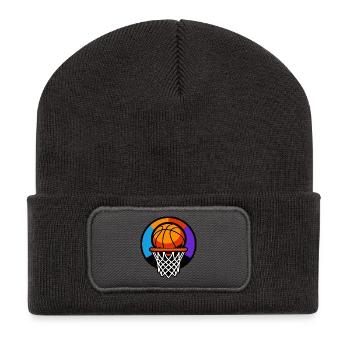 Basketball Hoop Ball Icon Graphic - Recycled Patch Beanie - dark grey - Front