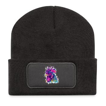 Art du coq Graffiti - Beanie recyclé à patch - charbon - Devant