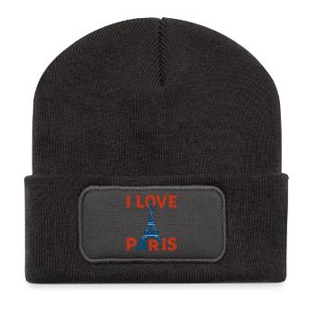 Liebe Paris Eiffelturm-Grafik - Recycelte Patch Beanie - Dunkelgrau - Vorne