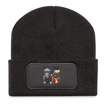 Montagsmodus vs Freitagsgefühl - Recycelte Patch Beanie - Dunkelgrau - Vorne