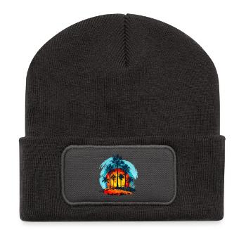 Palm trees at tropical sunset - Recycled Patch Beanie - dark grey - Front