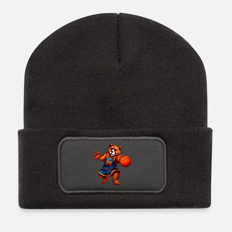Bären Basketball  - Recycelte Patch Beanie - Dunkelgrau